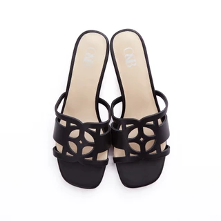 O&B รองเท้าส้นสูงหนังแพะ รุ่น O&B SANDALS HEELS IN BEYOND BLACK-11268SG00116F_F5BKXX