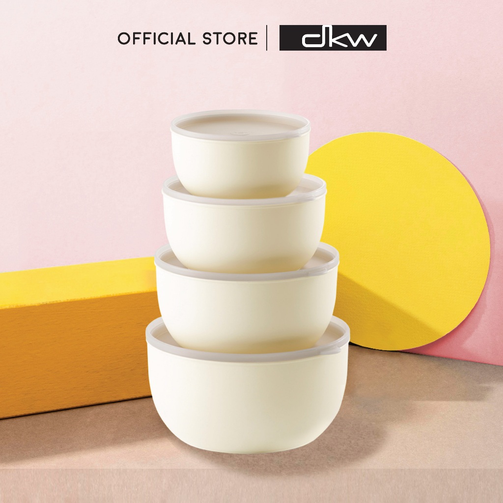 DKW by BanBaan ชุดกล่องอาหารทรงกลม มีฝา (แพ็ค 4) อุ่นไมโครเวฟได้ HH-280/4