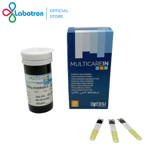 Multicare In แผ่นตรวจระดับไขมัน Triglycerides ในเลือด (บรรจุ 25 ชิ้น/กล่อง)