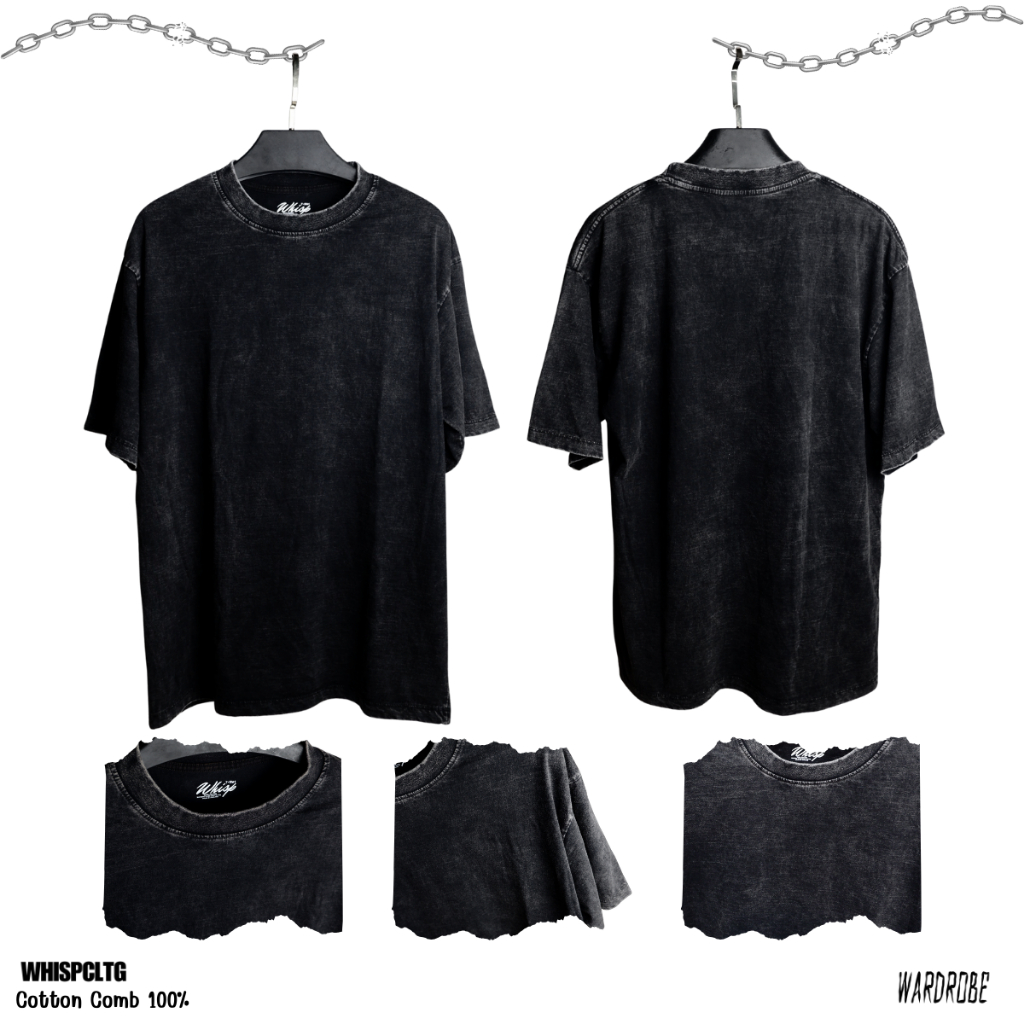 เสื้อยืดฟอกเฟด เสื้อยืดเปล่า เนื้อผ้า Cotton Comb แท้100% Whisp Black Bleach T-Shirt