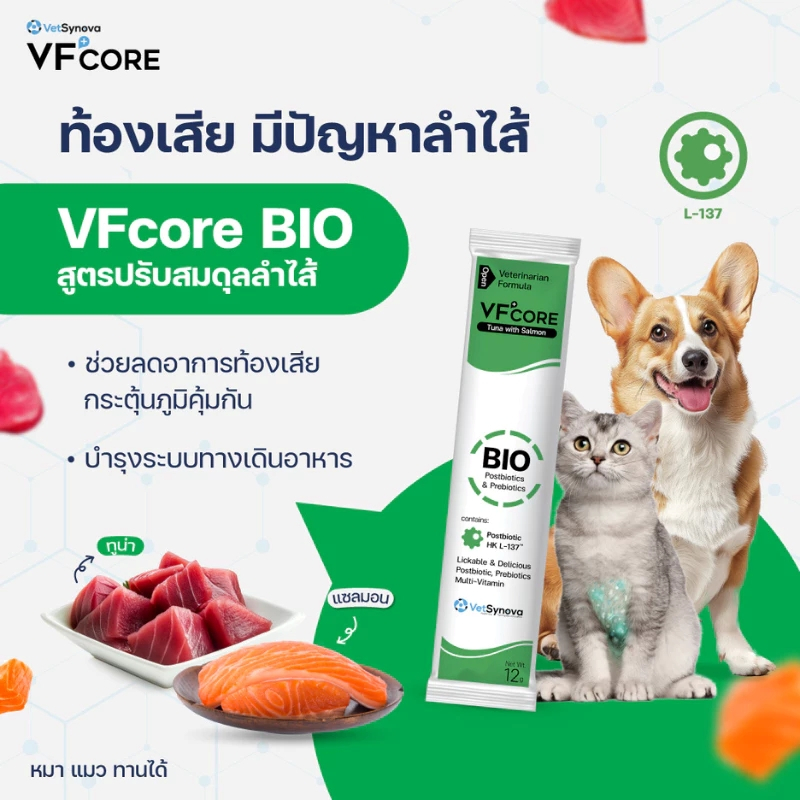 VF+ CORE BIO สีเขียวมรกต สูตรใหม่ (1 กล่อง มี 30 ซอง) สำหรับช่วยแก้ปัญหาทางเดินอาหารท้องเสีย