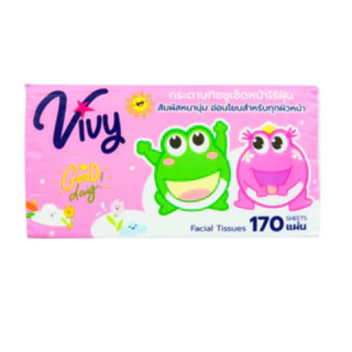 กระดาษทิชชู่เช็ดหน้าวีวี่ Vivy รุ่น Good Day 170 แผ่นคู่ 2 แพ็ค 10 ห่อ