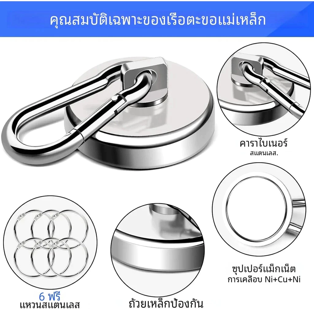 แม่เหล็กห่วงกลม 360° พร้อมคาราบิเนอร์ แขวนของ thumbnail 3