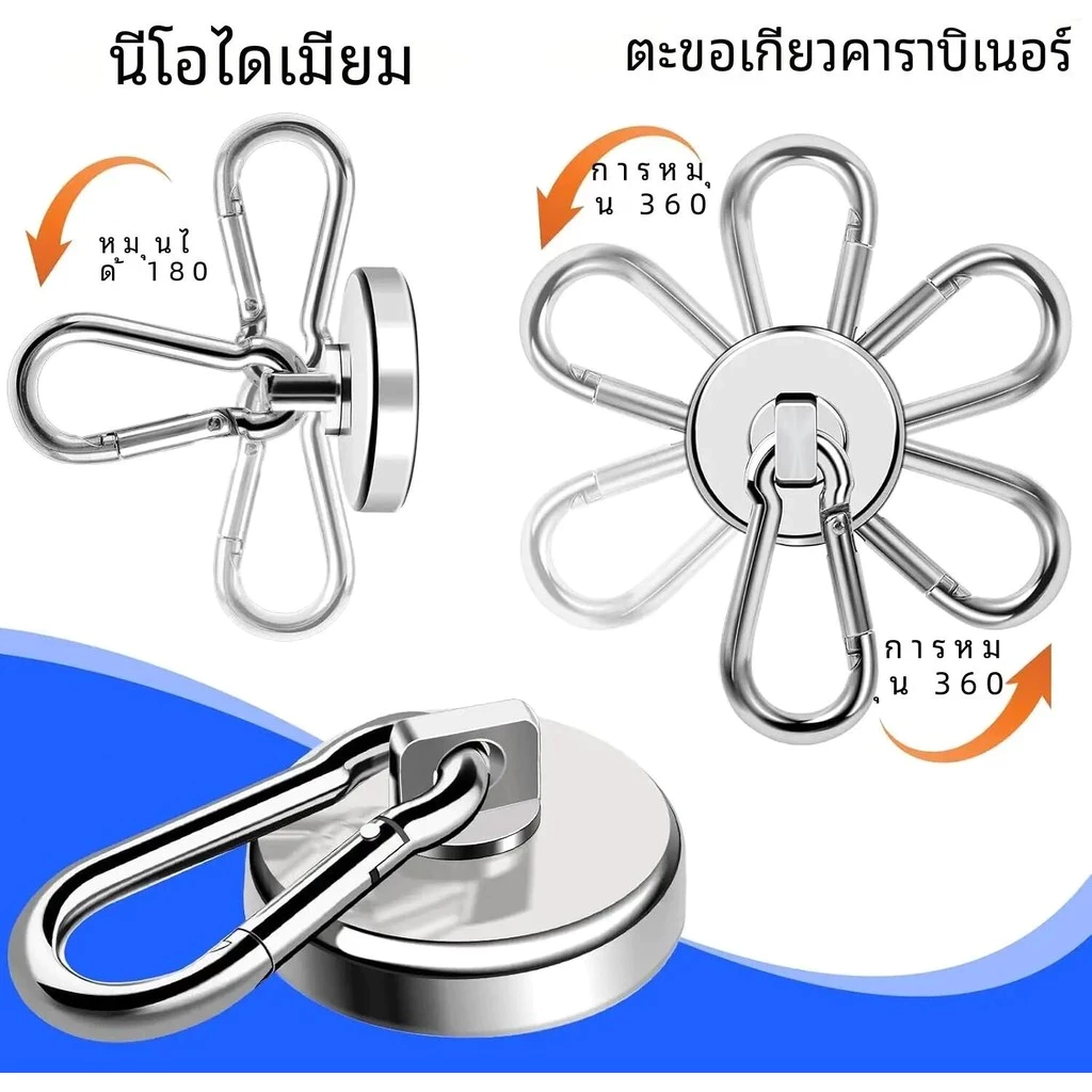 แม่เหล็กห่วงกลม 360° พร้อมคาราบิเนอร์ แขวนของ thumbnail 4