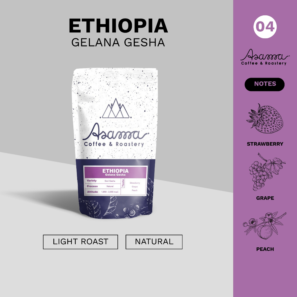 04. เมล็ดกาแฟคั่วอ่อน Ethiopia Gelana Gesha 200 กรัม