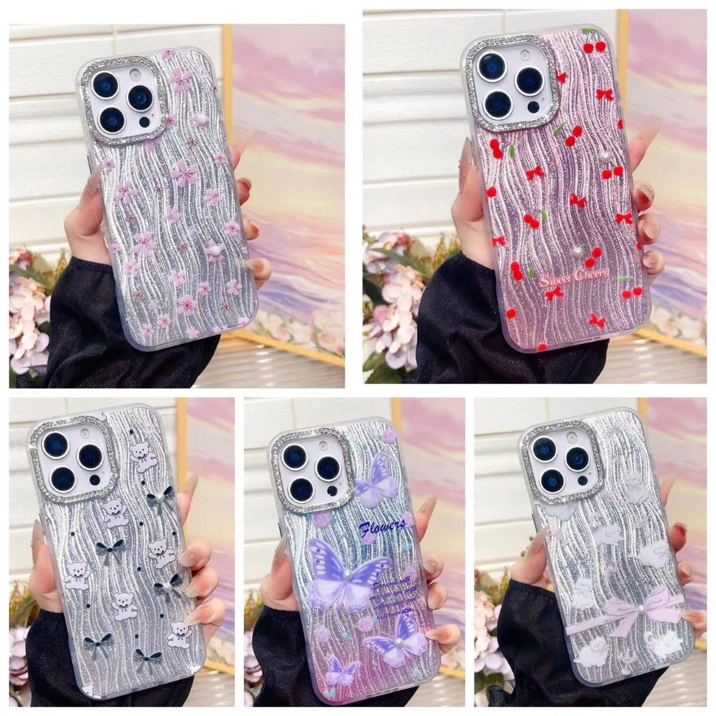 เคส สไตล์สวยหรู สำหรับรุ่น vivo v50 Y29 Y29S Y04 Y04S  เคสโฮโลแกรม กล้องขอบเพชร สกรีนลาย  ลายสวย ขอบใส กันกระแทก