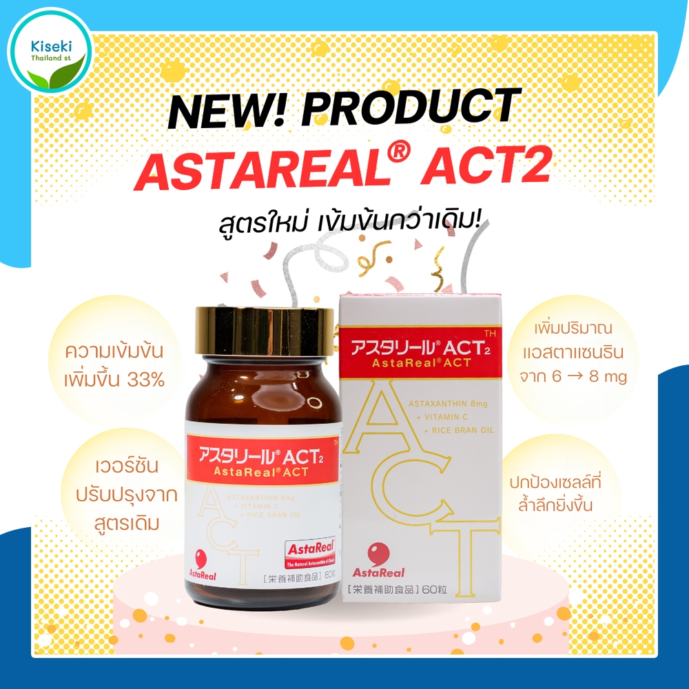 [ของแท้ อ.ย. ไทย พร้อมส่ง] Astareal Act วิตามินพรีเมียมจากญี่ปุ่น 60 เม็ด ลดการอักเสบ ชะลอวัยด้วยสารต้านอนุมูลอิสระ