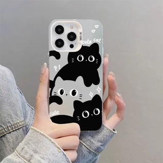 เคสไอโฟน 16 สำหรับ iPhone 13 15 11 12 14 Pro Max XR X XS MAX 15 7 16 8 Plus กราฟฟิตี้สุดสร้างสรรคสาวน้อยน่ารักหม