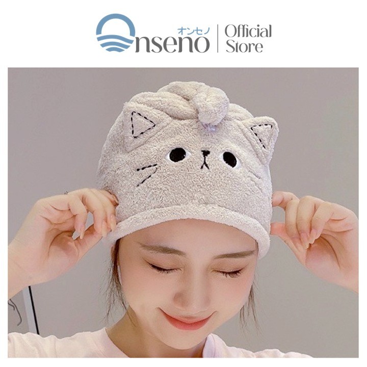ONSENO ผู้ติดตามใหม่ลด10% ผ้าเช็ดผมแห้งไว หมวกคลุมผม น่ารัก ผ้าคลุมผม ผ้าเช็ดผมนาโน ไมโครไฟเบอร์ สะดวกแบบแห้งเร็ว COS30