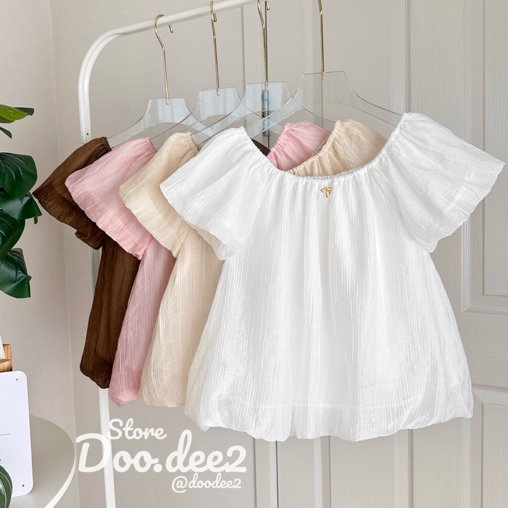 ♦️DOODEE2♦️เสื้อทรงบอลลูนน่ารัก มีซับด้านในทั้งตัว ติดจี้โลหะรูปโบว์