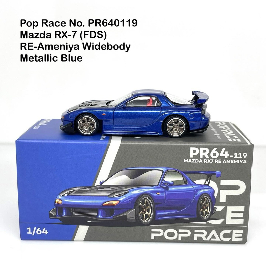 Pop Race 📌 No. PR640119 📌 Mazda RX-7 (FDS) RE-Ameniya Widebody Metallic Blue