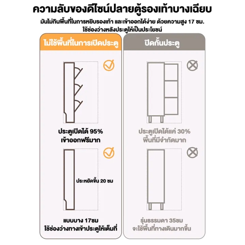 UPSEN ตู้เก็บรองเท้า ตู้รองเท้า อุปกรณ์ที่มีหลายช่อง ไม้ กว้าง 50/80/100cm ความกว้าง ตู้เก็บรองเท้าShoe Rack Cabinet - รูปที่ 6