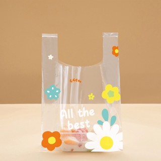 ถุงพลาสติกถุงแฟชั่น ถุงเนื้อพลาสติกเหนียว ทนทาน   ลายดอกไม้ใ…