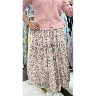 กระโปรง Maxi ลายดอกไม้ เอว Free size#New สินค้าขายดี