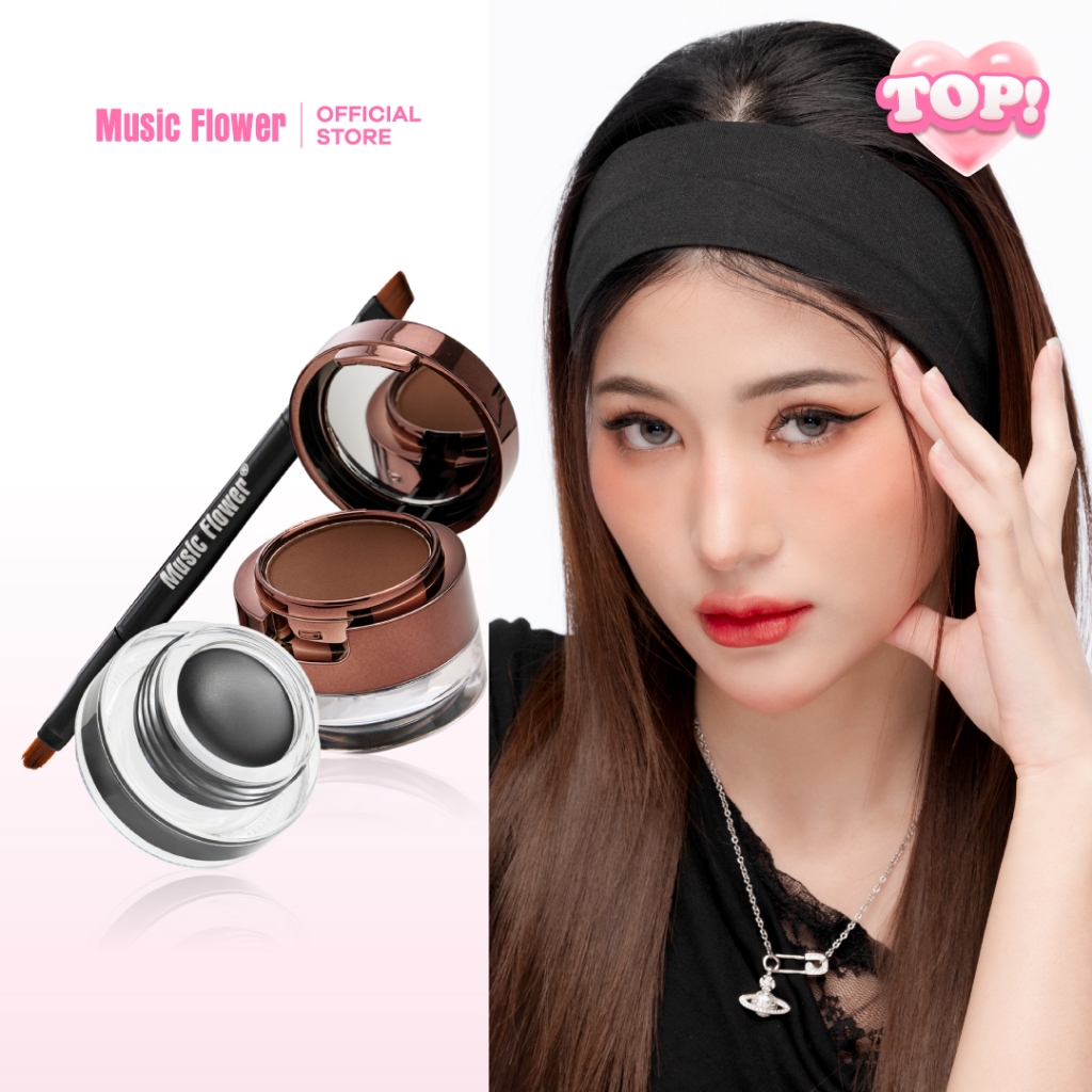 [Music Flower] เจลคิ้วและเนื้อฝุ่น 4IN1+แปรง2หัว1กล่องได้2สี งานตาและคิ้วครบจบกันน้ำกันเหงื่อ24ชม.