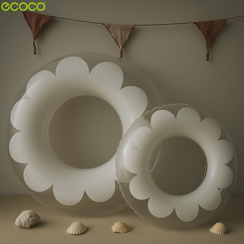 Ecoco ห่วงยางเป่าลม ลายดอกไม้ สำหรับเด็กและผู้ใหญ่ ห่วงว่ายน้ำ ช่วยลอยตัว มี 4 สีให้เลือก