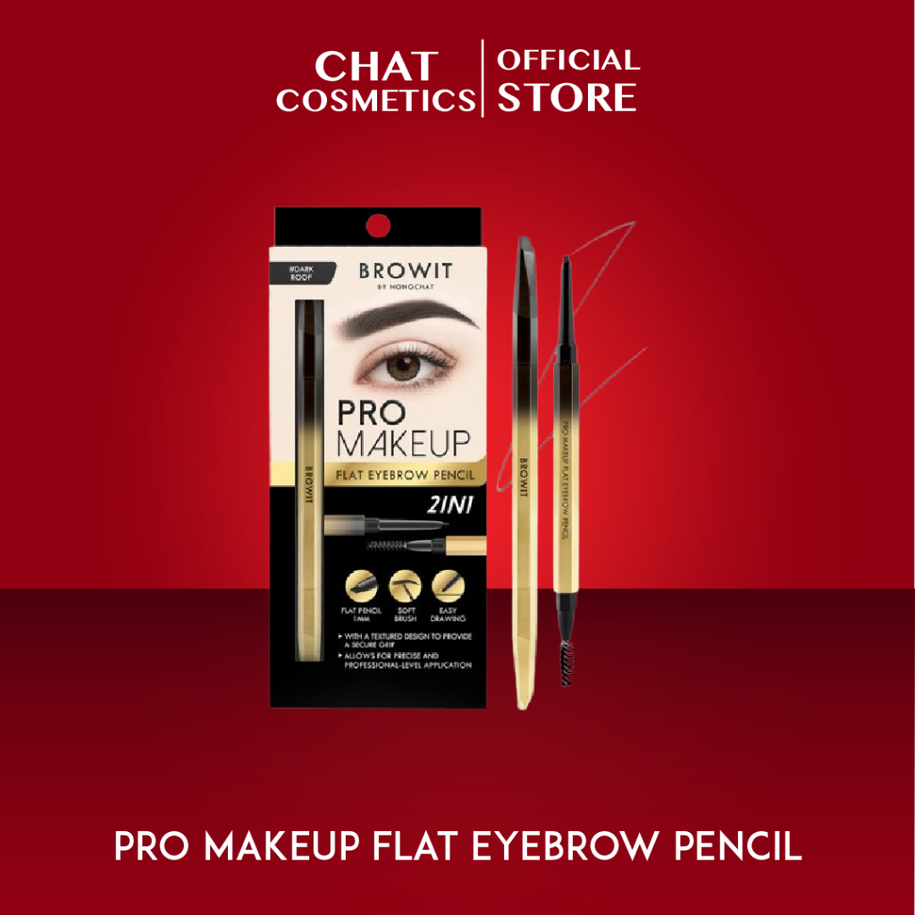 บราวอิท โปรเมคอัพ แฟลตอายบราว เพนซิล Browit Pro Makeup Flat Eyebrow Pencil (ดินสิเขียนคิ้วแบบหัวหมุน , เครื่องสำอาง)