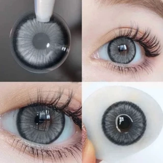 Midroo คอนแทคเลนส์ลายฮิต Big Eyes สายตาปกติ คอนแทคเลนส์ รายเดือน Jelwery Grey/Brown 1คู่-14.5mm
