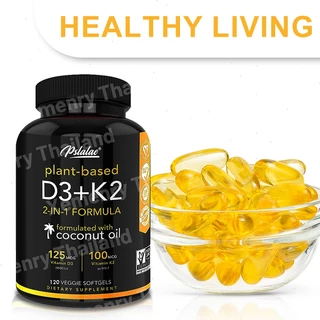 Pslalae - วิตามินขั้นสูง เสริมสร้างระบบภูมิคุ้มกัน วิตามิน D3 + K2! Sports Research วิตามิน K2 Plus D - แคปซูล
