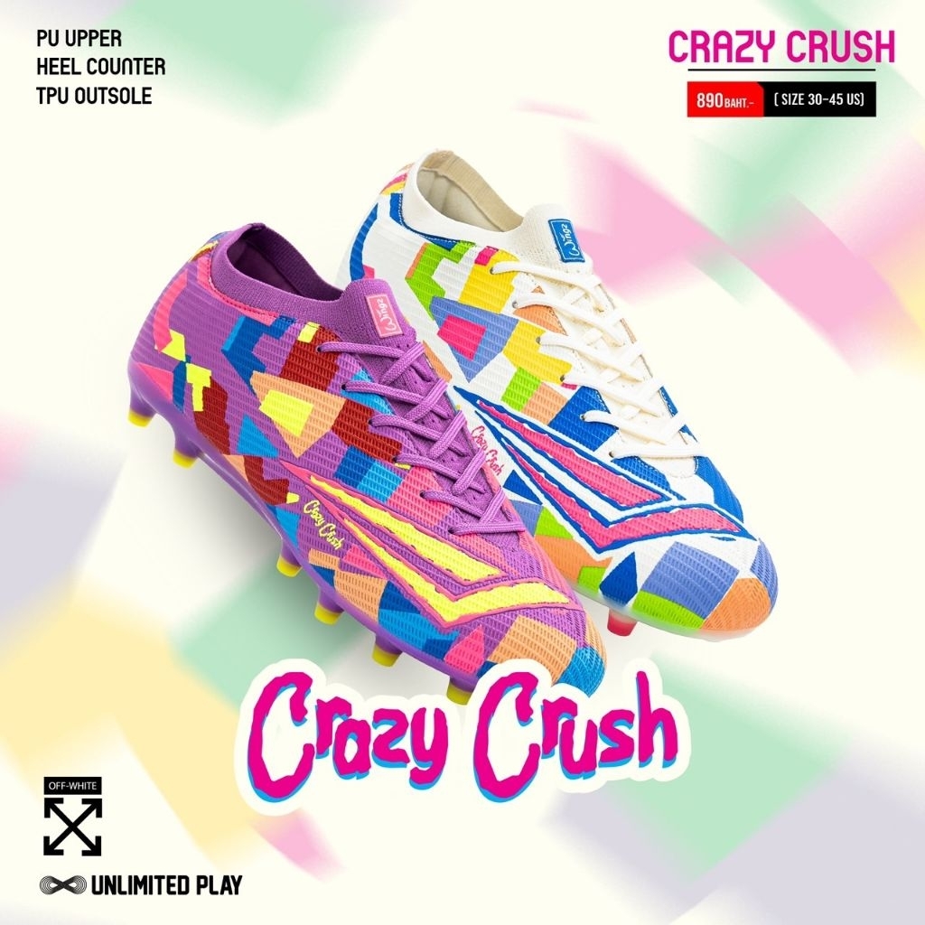 (WINGZลิขสิทธิ์💯)ไซส์ 30-45 รองเท้าฟุตบอล/สตั๊ด Crazy Crush ไซส์เด็ก-ผู้ใหญ่