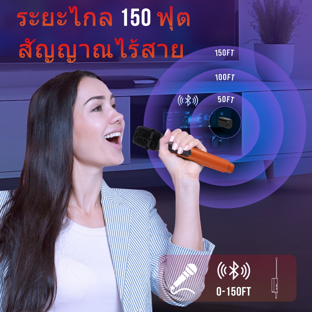 NEW BAXS RT801/RT802 ไมโครโฟนไร้สายชาร์จไมโครโฟนรับระยะทาง 50M รอบชาร์จ UHF Plug and Play FM KTV การแสดงและการรวมตัว ราคา ถูกที่สุด ดีลบีเคเค แกลเลอรีภาพที่ 2