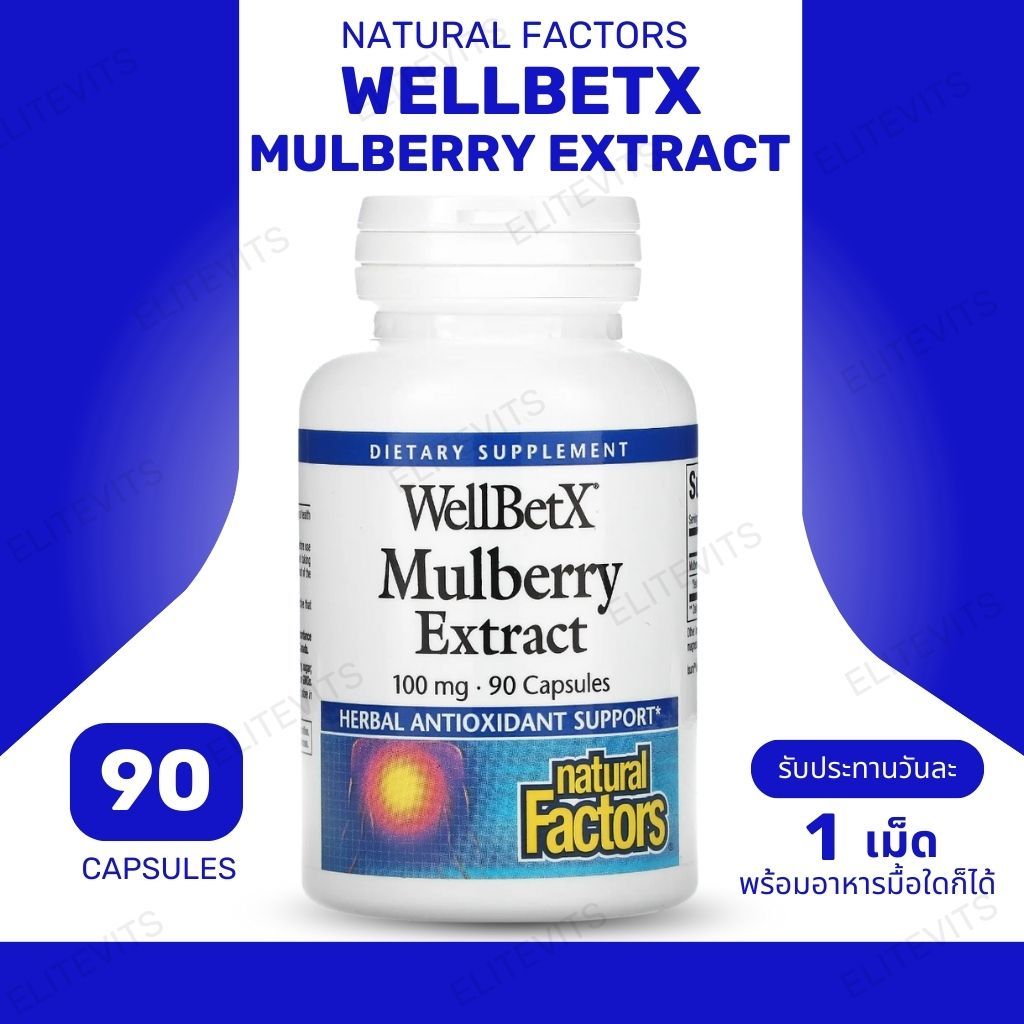 Natural Factors, WellBetX, Mulberry Extract, 100 mg, 90 Capsules (No.3276)