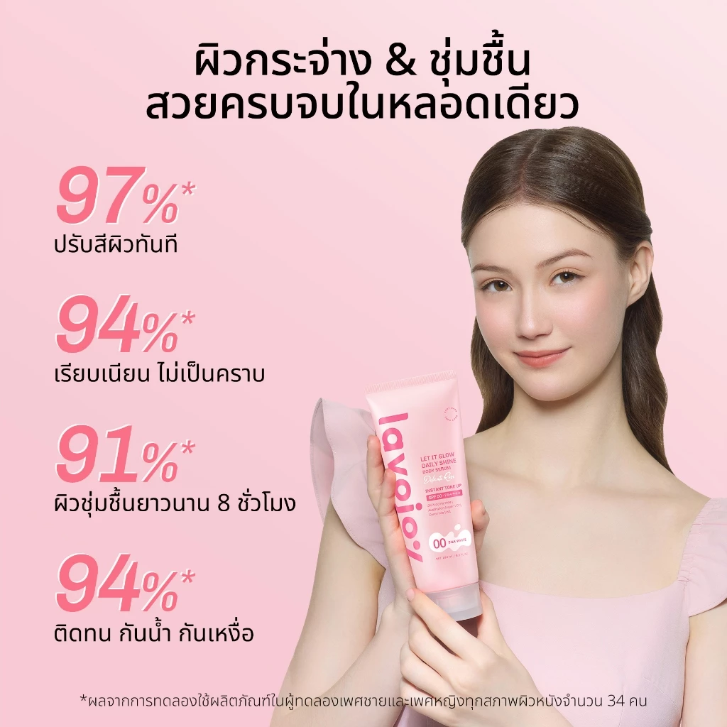 lavojoy Let It Glow Daily Shine Body Serum Delicate Rose180ml. tone up โทนอัพ เนื้อเซรั่ม ปรับผิวกระจ่างใส SPF 50 PA++++ thumbnail 5