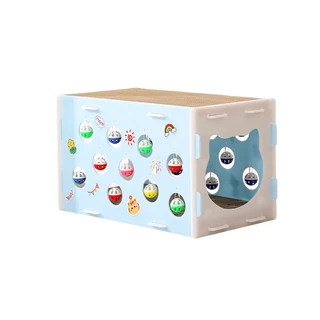 DOMDOMPET: 【รุ่นพลาสติก】บ้านเเมว บ้านลับเล็บเเมว2ชั้น พร้อมอุโมงค์เเละลูกบอลของเล่น ขนาดใหญ่ ของเล่นเเมว ที่ลับเล็บเเมว