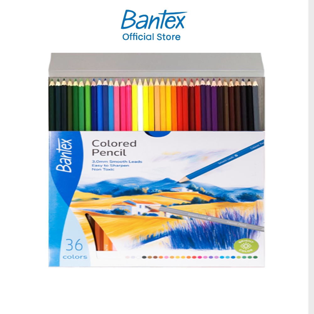 [ฟรีกบเหลา] Bantex สีไม้ ดินสอสี แท่งยาว 36 สี คุณภาพดี ระบายลื่น เฉดสีธรรมชาติ อุปกรณ์การเรียน Color pencil