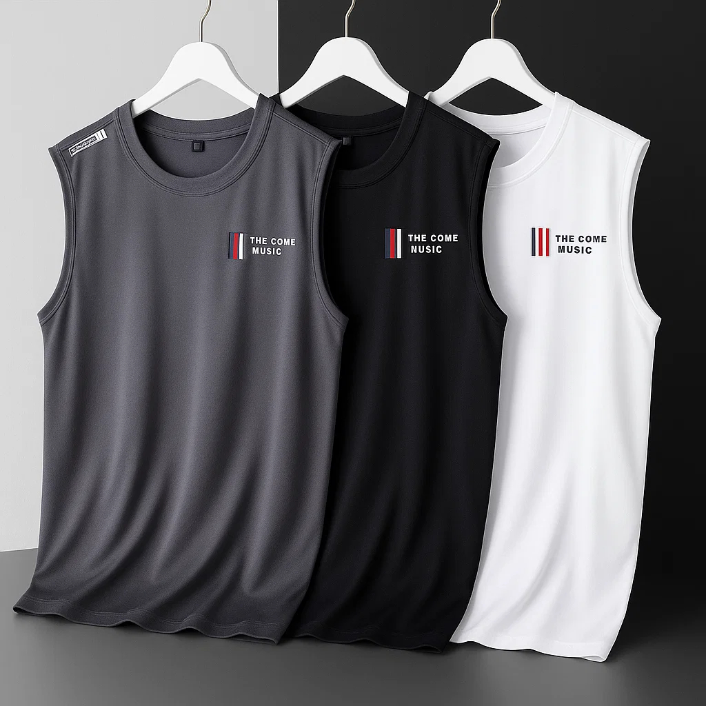 [มี code ส่งฟรี][พร้อมส่ง] เสื้อยืดกีฬา แขนกุด ผ้าไหมนำแข็ง ระบายอากาศ แห้งไว ไม่ต้องรีด [S003]