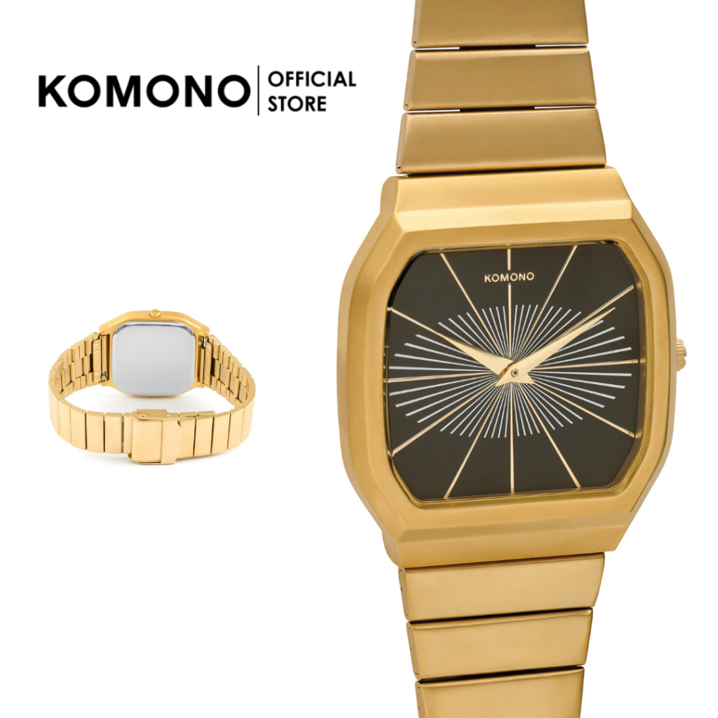 KOMONO Max Orion Gold Black นาฬิกาโลหะ หน้าปัดสี่เหลี่ยม นาฬิกาทำงาน/แฟชั่น ดูดี เรียบหรู
