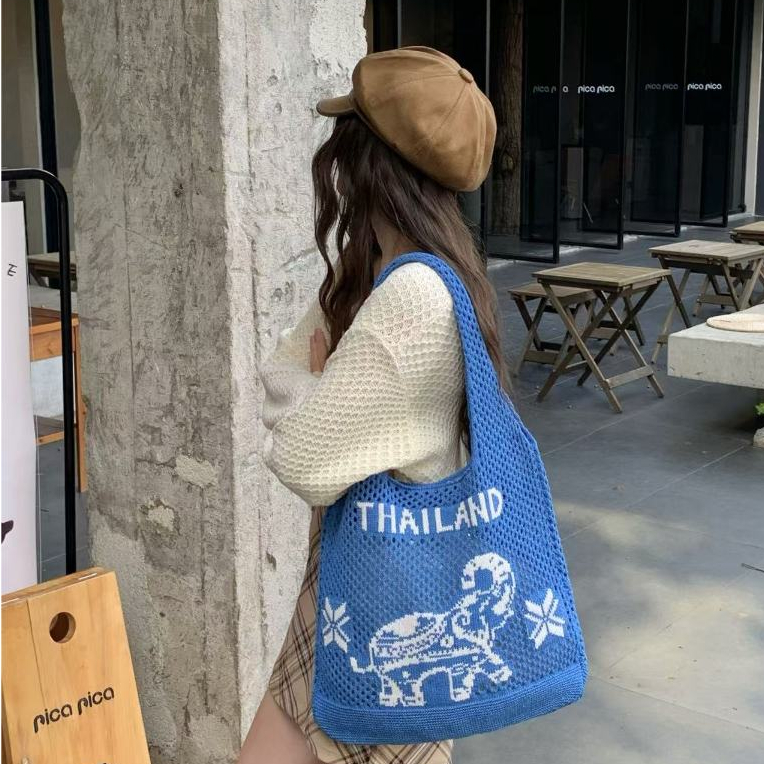 B171)กระเป๋าสานช้าง ของใหม่กระเป๋าสะพาย สีโดปามีน เหมาะแก่การถ่ายรูป (จัดส่งจากกรุงเทพ) - รูปที่ 2