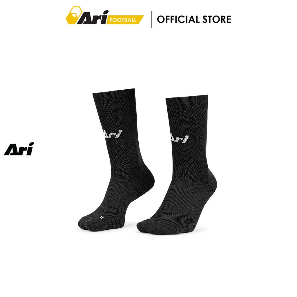 ARI LIGHTWEIGHT CREW SOCKS - BLACK (AHW1525-01) ถุงเท้าสั้น อาริ LIGHTWEIGHT สีดำ