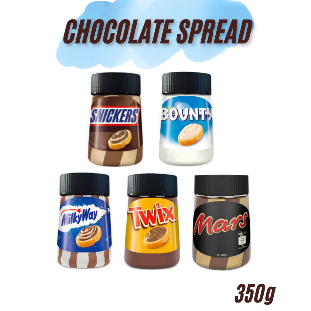 Chocolate Spread แยมช็อกโกแลตรวมแบรนด์ดัง (Twix ,Snickers ,Mars ,Bounty ,milky way)  น้ำหนัก350 กรัม
