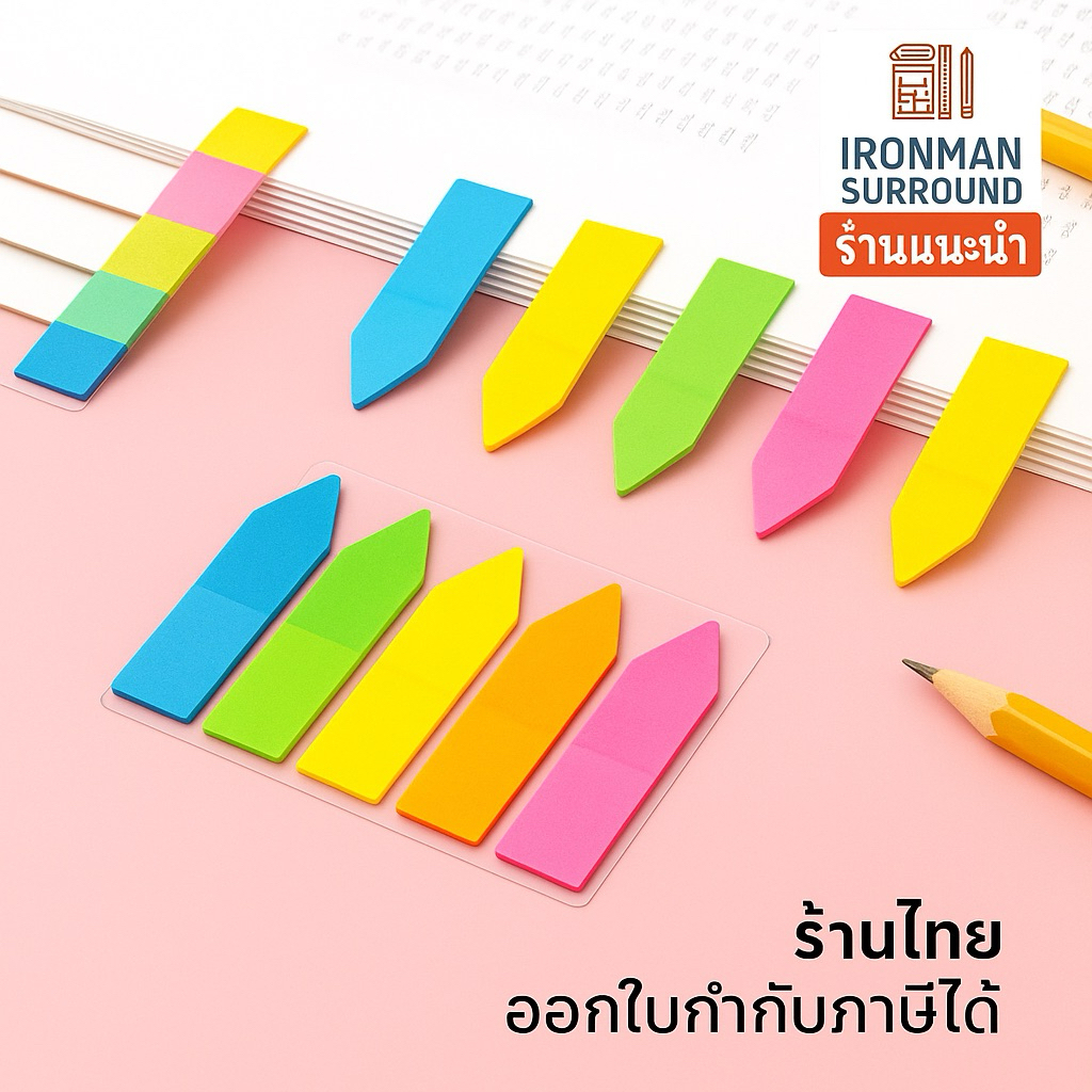 Index Sticky note กระดาษโน๊ต เน้นข้อความ อินเด็กซ์ พลาสติก คั่นหน้า หัวเรื่อง สติ๊กเกอร์ ไฮไลท์ มีกา