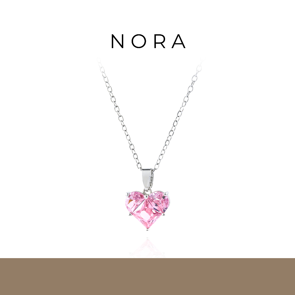 Jewelry สร้อยคอผู้หญิง สร้อยคอเงินทองคำขาว สร้อยคอจี้เซอร์โคเนียรูปหัวใจสีชมพู N250207 ราคาถูก Shopee Lazada