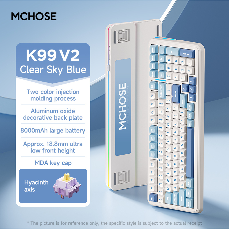 MCHOSE K99V2 คีย์บอร์ดเกมไร้สาย-Tri-Mode 2.4G/Bluetooth/Type-C,Hot-Swappable Optical Switches