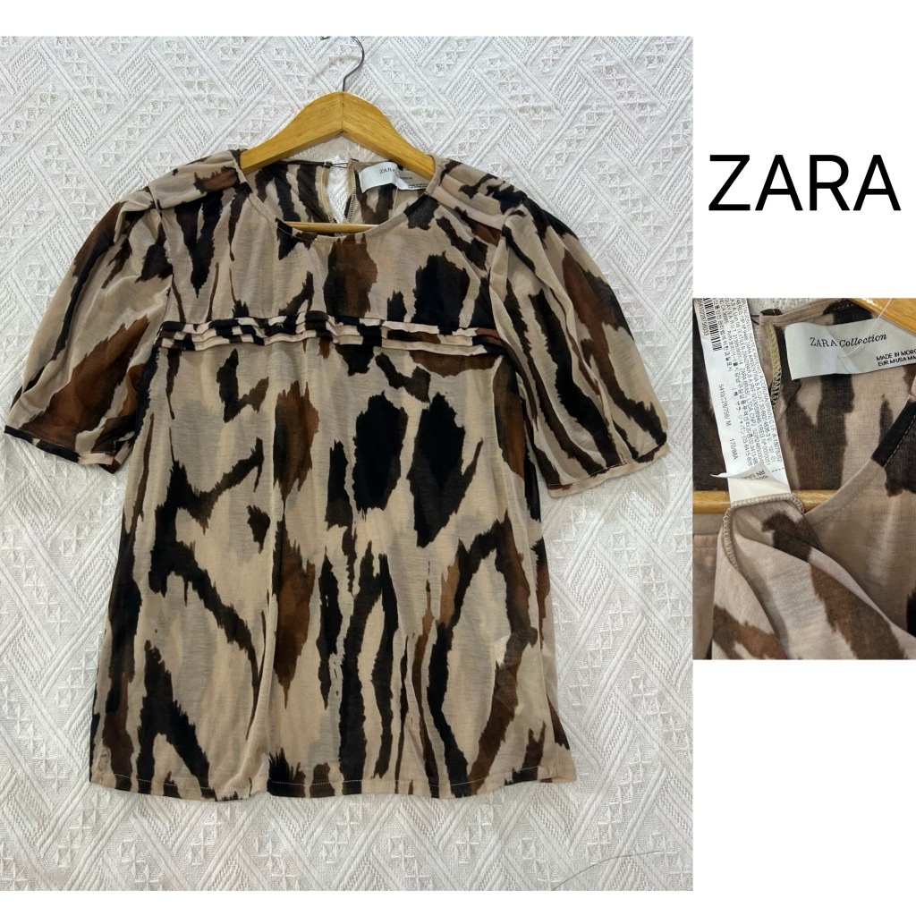 (G376) Z.ara ไซส์ M เสื้อเบลาซ์ผ้าโพลีเอสเตอร์ตัวบาง สภาพดีสวย ใหม่ สุภาพ และผ้านิ่มมากค่ะ อก 34-37 