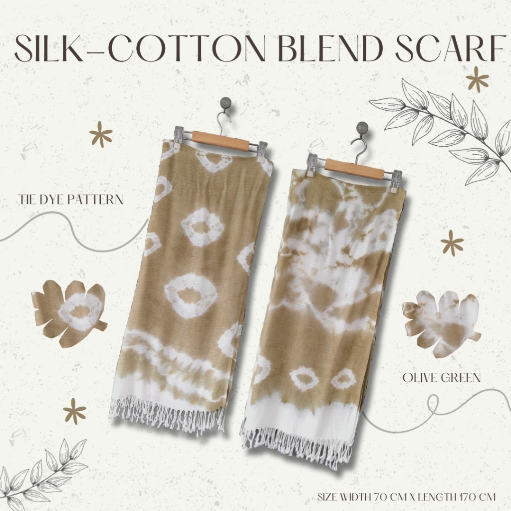 ผ้าพันคอคอตตอนผสมไหม Size:70cm * 170cm มีให้เลือก 3 แบบ