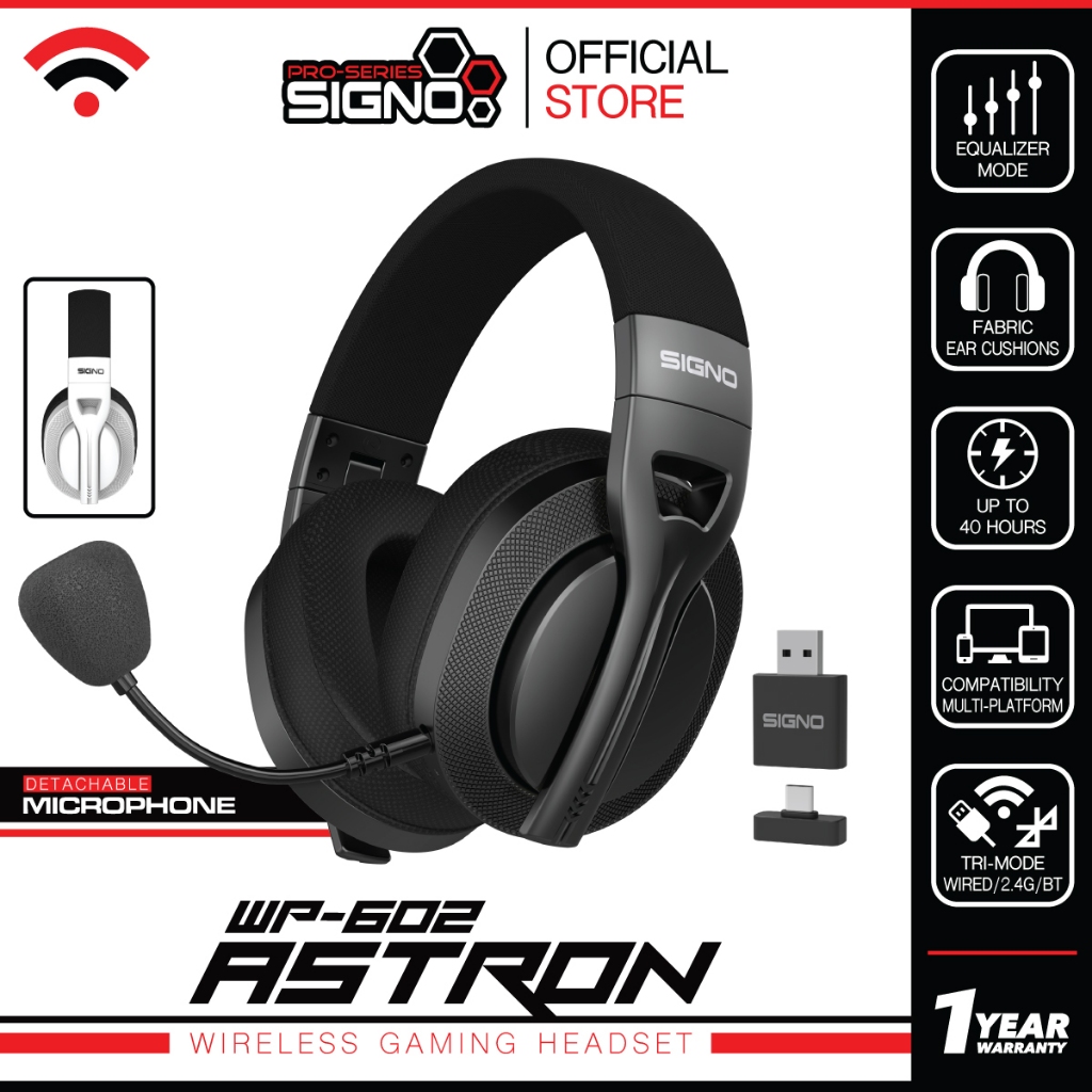 SIGNO Wireless Gaming Headset ASTRON รุ่น WP-602 (หูฟัง เกมส์มิ่ง)