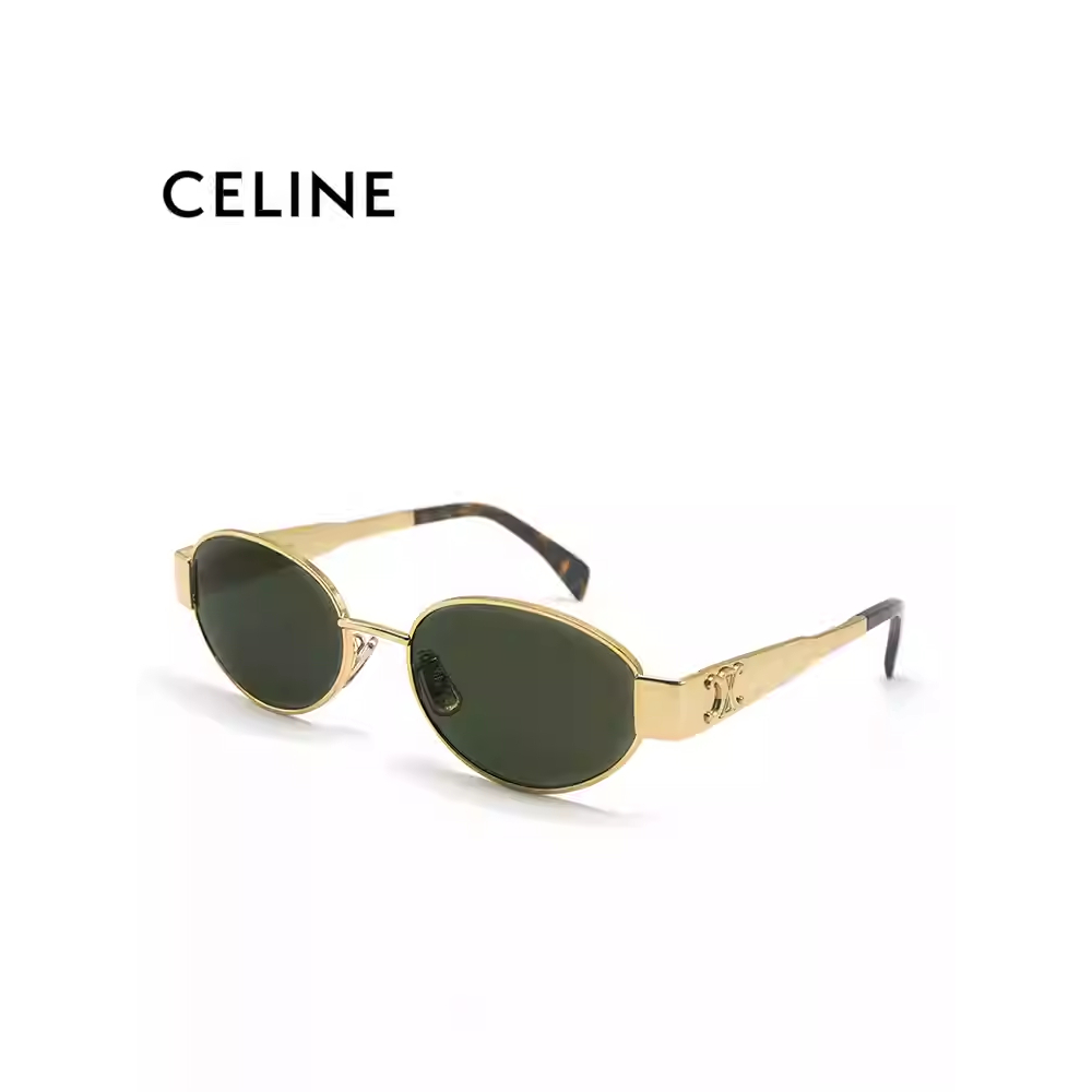 แว่นกันแดด CELINE แว่นกันแดดโลหะรูปไข่วินเทจ CL40235U
