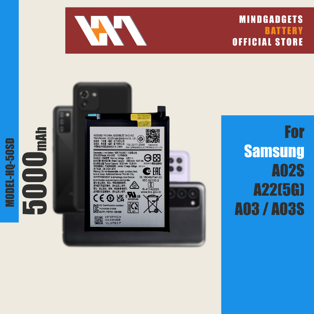 แบตเตอรี่ SAMSUNG รุ่น A02s A03 A03s A22(5G) ความจุแบต รูปที่ 2