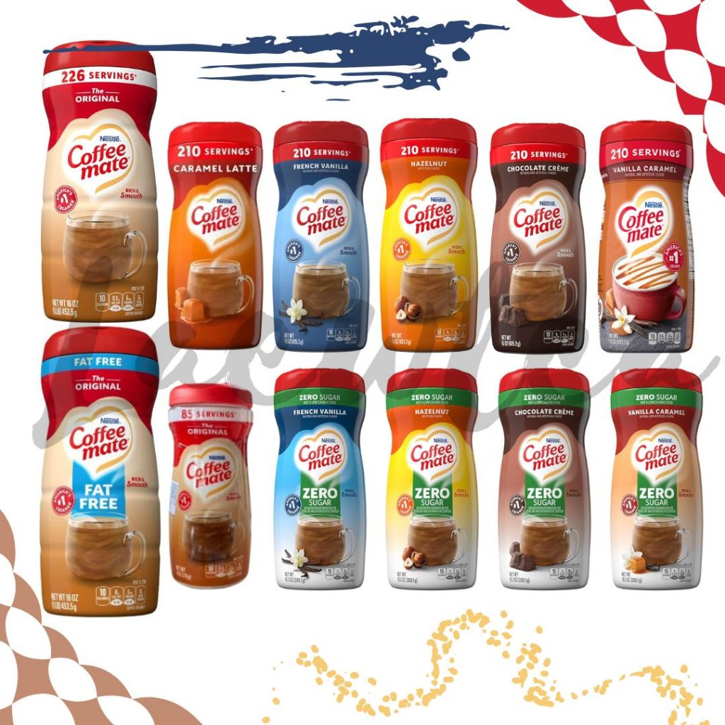 Nestlé Coffee Mate Powder Coffee Creamer สินค้าของ USA มี 12 รส เป็นครีมเทียมที่ไม่ได้ทำจากนมจริง!!