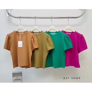 A101 คอกลมสีพื้นแขนกึ่งเจ้าหญิง
