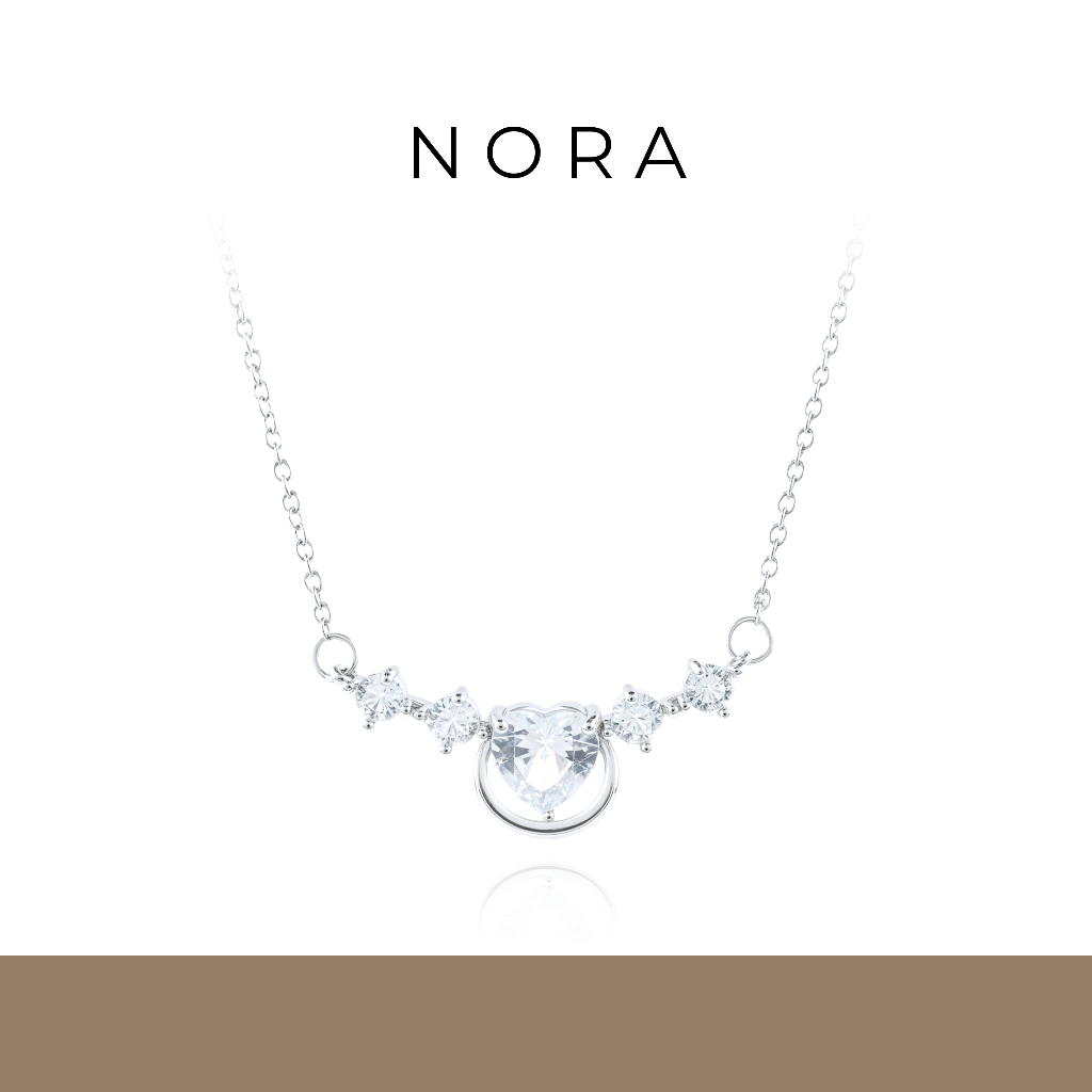 Jewelry สร้อยคอผู้หญิง สร้อยคอเงินทองคำขาว เพทายทรงหัวใจ สร้อยคอจี้รูปดาวเคราะห์ N250210