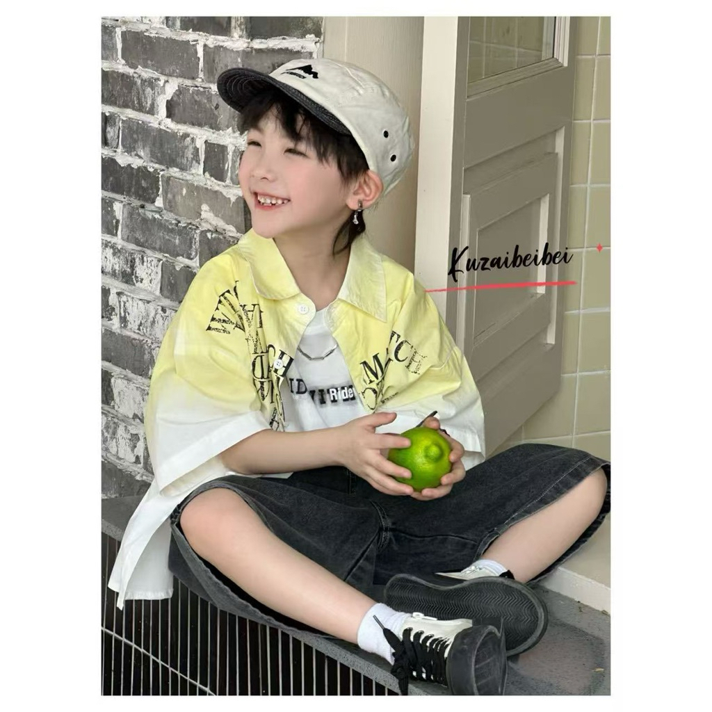 เสื้อเชิ้ตแขนสั้นเด็กผู้ชาย พร้อมเสื้อกล้ามตัวในรุ่น2511 สินค้าพร้อมส่งจากไทย