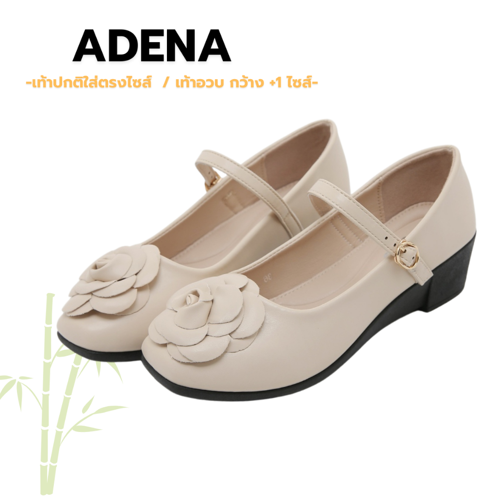 Adena รองเท้าคัชชู ทรง Mary Jane ละมุนด้วยดอกคามีเลีย และสายคาด ใส่ตรงไซส์ได้เลยนะคะ ถ้าเท้าอวบมากเพ