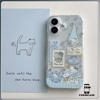 สไตล์สูงระดับ ขายดีบนเว็บไซต์เกาหลี คิตตี้สีฟ้า for iPhone เคสไอโฟน 11 12 13 14 15 16 PLUS PRO MAX X XS MAX XR 7/8PLUS แ