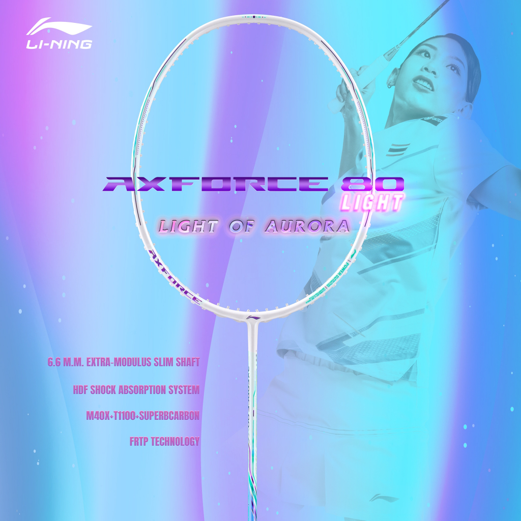 LI-NING ไม้แบดมินตัน รุ่น AXFORCE 80 LIGHT NEW (4U/5U)  แถมซอง+พันด้าม+เอ็น พร้อมขึ้น ฟรี