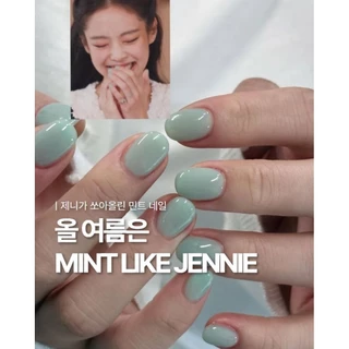 เล็บปลอม🇹🇭( Mint Jelly✨🍃) ท็อปกระจกติดทน แถมฟรีกาว+ตะไบ